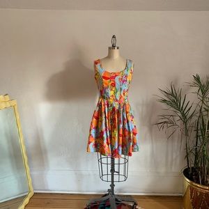 LIMITED EDITION Nooworks Devil + Abs Psychedelic Swirl Sweet Pleat Dress